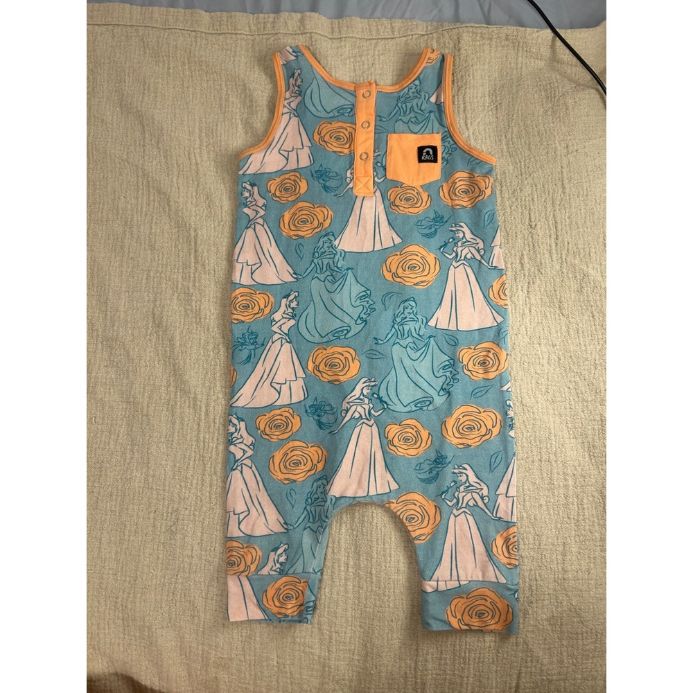 RAGS Disney Princess Aurora Sleeping Beauty Teal Floral Romper 18-24 Months